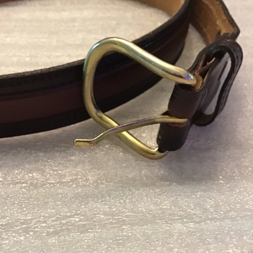 Brown Top Grain Cowhide Genuine Leather Belt Made In Hong Kong Mens Size 38